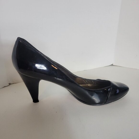 Aldo Womens Black Patent Leather Stiletto Heels Size 39 Pointed Toe - Picture 4 of 9